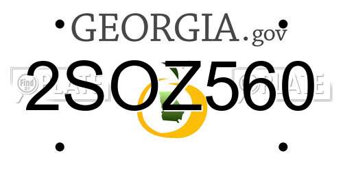 2SOZ560 Georgia License Plate