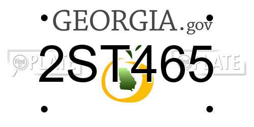 2ST465 Georgia License Plate