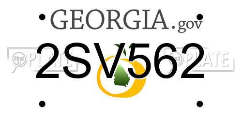 2SV562 Georgia License Plate