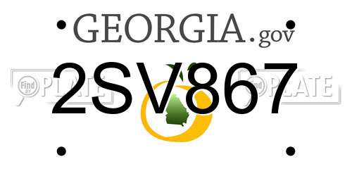 2SV867 Georgia License Plate