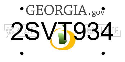 2SVT934 Georgia License Plate