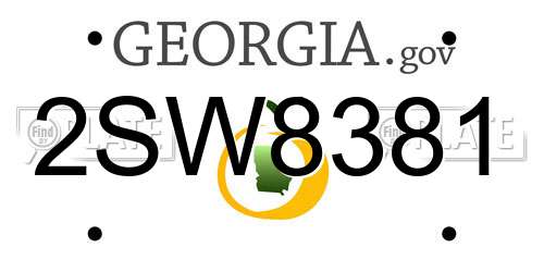 2SW8381 Georgia License Plate