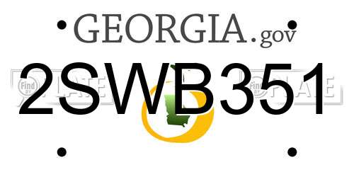 2SWB351 Georgia License Plate