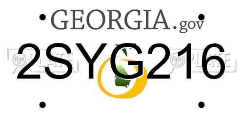 2SYG216 Georgia License Plate