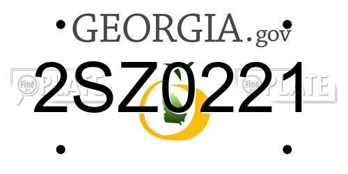 2SZ0221 Georgia License Plate