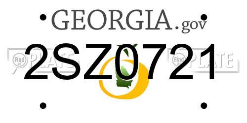 2SZ0721 Georgia License Plate