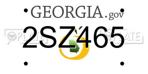 2SZ465 Georgia License Plate