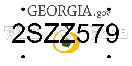 2SZZ579 Georgia License Plate