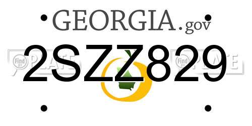 2SZZ829 Georgia License Plate