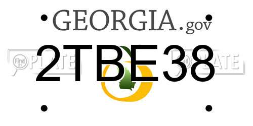 2TBE38 Georgia License Plate
