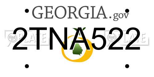 2TNA522 Georgia License Plate