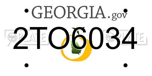 2TO6034 Georgia License Plate