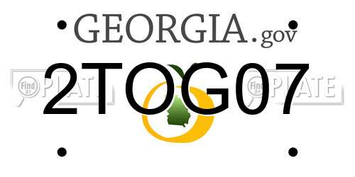 2TOG07 Georgia License Plate