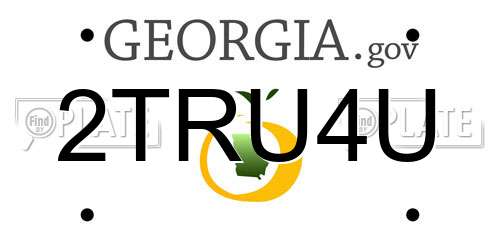 2TRU4U Georgia License Plate