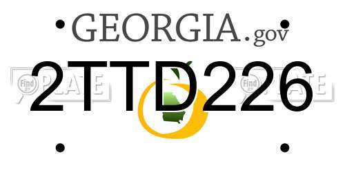 2TTD226 Georgia License Plate
