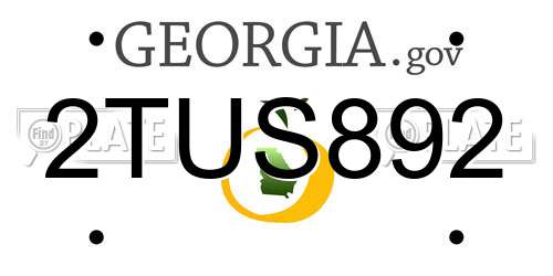2TUS892 Georgia License Plate