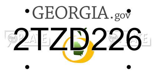 2TZD226 Georgia License Plate