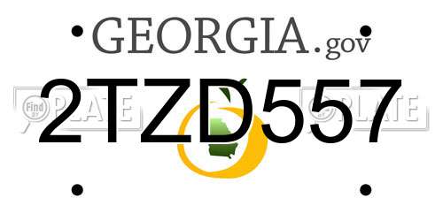 2TZD557 Georgia License Plate