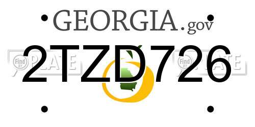 2TZD726 Georgia License Plate