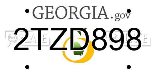 2TZD898 Georgia License Plate