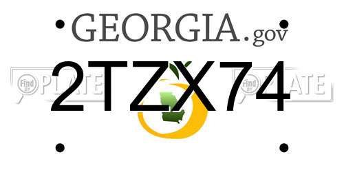 2TZX74 Georgia License Plate