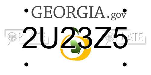2U23Z5 Georgia License Plate