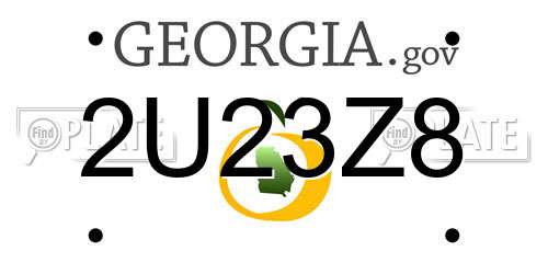2U23Z8 Georgia License Plate