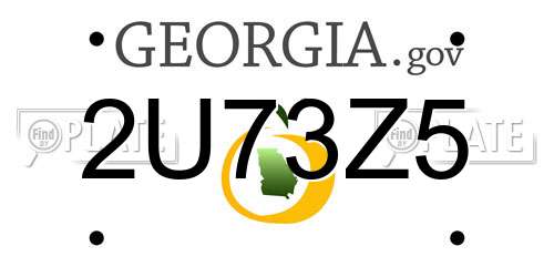 2U73Z5 Georgia License Plate
