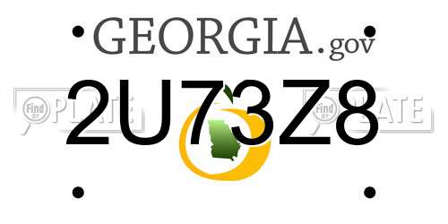 2U73Z8 Georgia License Plate
