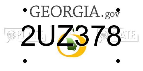2UZ378 Georgia License Plate