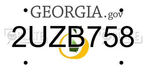 2UZB758 Georgia License Plate