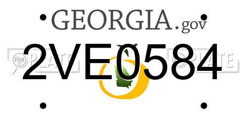 2VE0584 Georgia License Plate