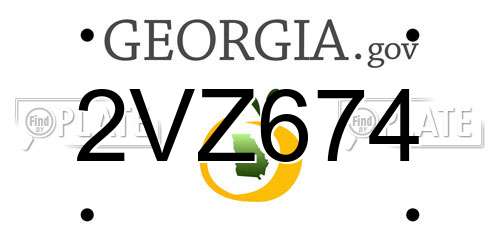 2VZ674 Georgia License Plate