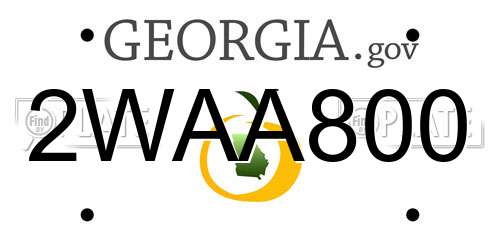 2WAA800 Georgia License Plate
