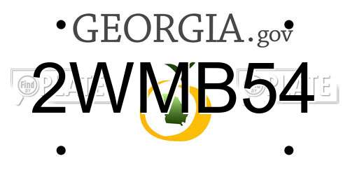 2WMB54 Georgia License Plate