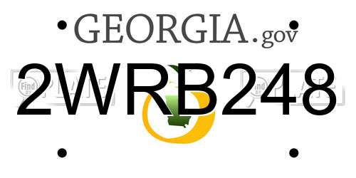 2WRB248 Georgia License Plate