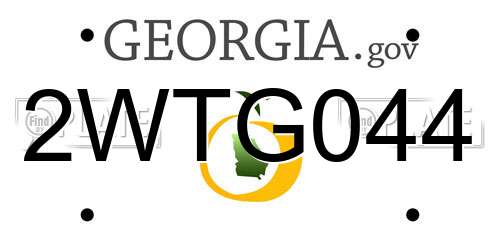 2WTG044 Georgia License Plate