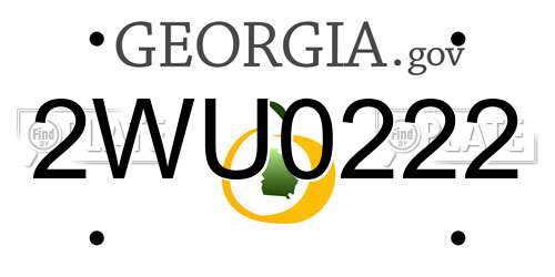 2WU0222 Georgia License Plate