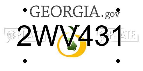 2WV431 Georgia License Plate