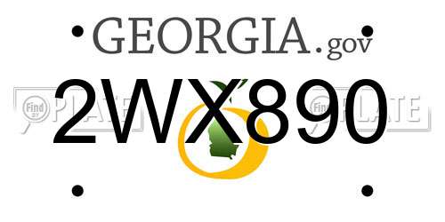 2WX890 Georgia License Plate