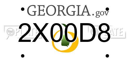 2X00D8 Georgia License Plate