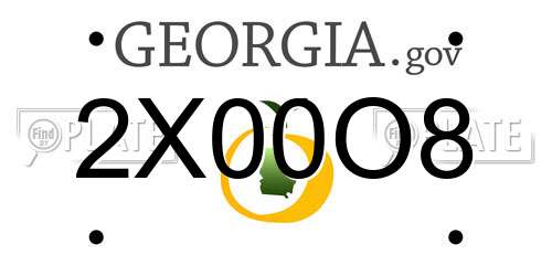 2X00O8 Georgia License Plate