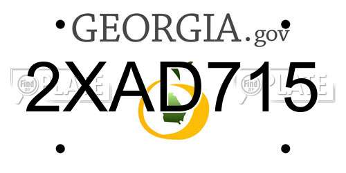 2XAD715 Georgia License Plate