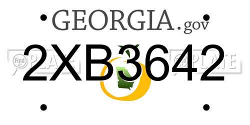 2XB3642 Georgia License Plate