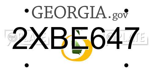 2XBE647 Georgia License Plate