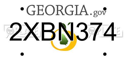2XBN374 Georgia License Plate