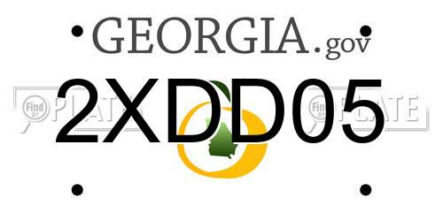 2XDD05 Georgia License Plate