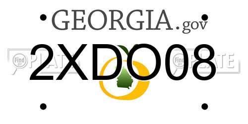 2XDO08 Georgia License Plate