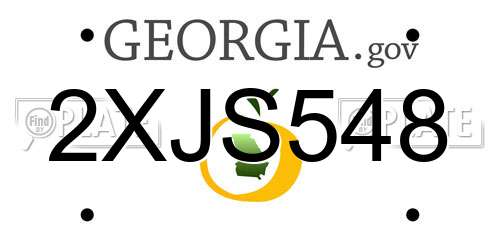 2XJS548 Georgia License Plate