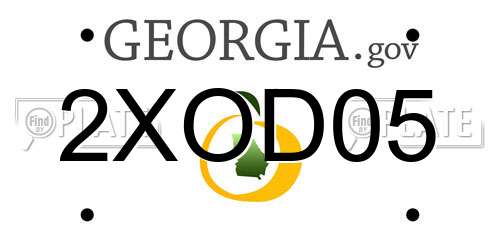 2XOD05 Georgia License Plate